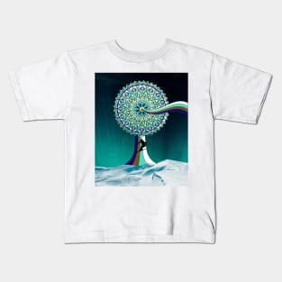 Mosaic Moon and Space Ski Kids T-Shirt